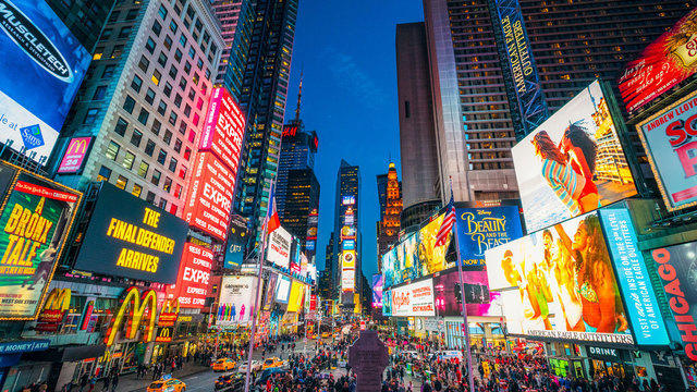 Advertisements in Times Square New York