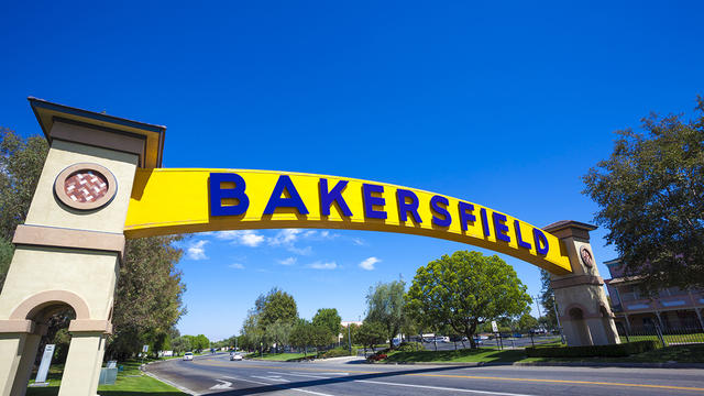 Bakersfield sign over roadway