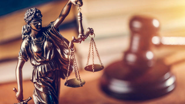 Legal scales and gavel