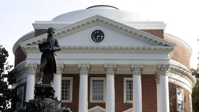 Rotunda at the University of Virginia with statue of Thomas Jefferson