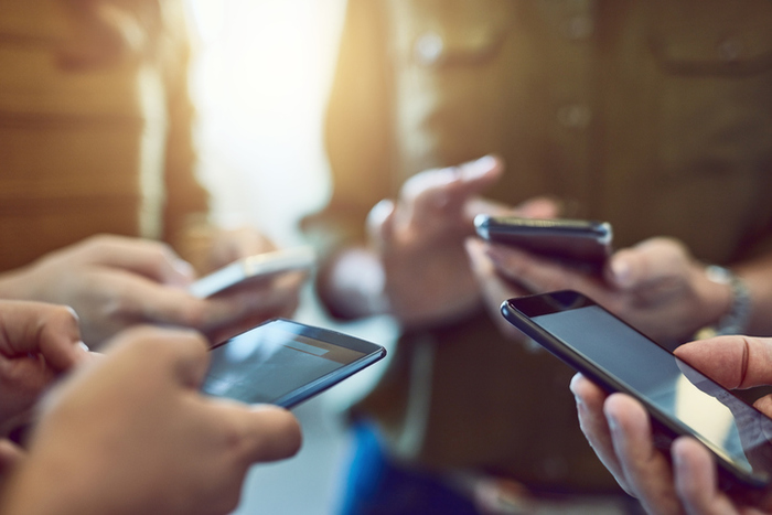 students on cell phones