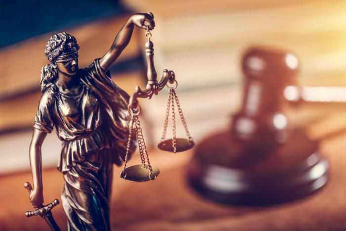 Legal scales and gavel
